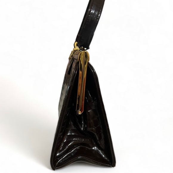 MCM Leather My Lady of England Dark Brown Crocodile Handbag | Vintage Handbag - Picture 8 of 9